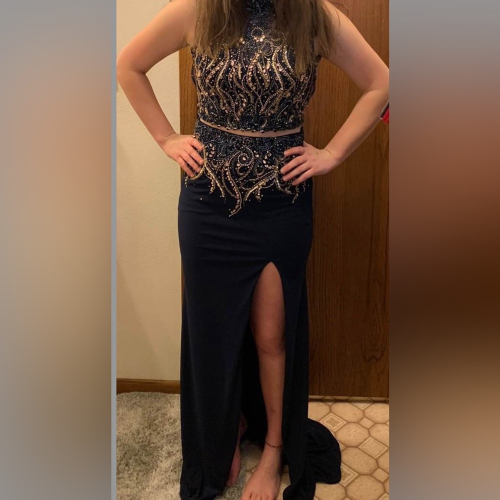 Blue & Gold Prom Dress